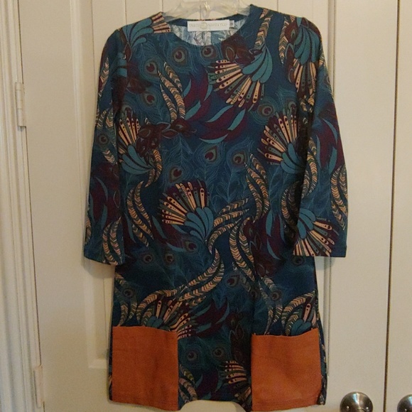 Tracy Negoshian Dresses Xs Peacock Long Sleeve Dress Poshmark
